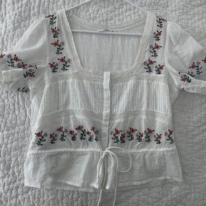 Mango embroidered blouse size small